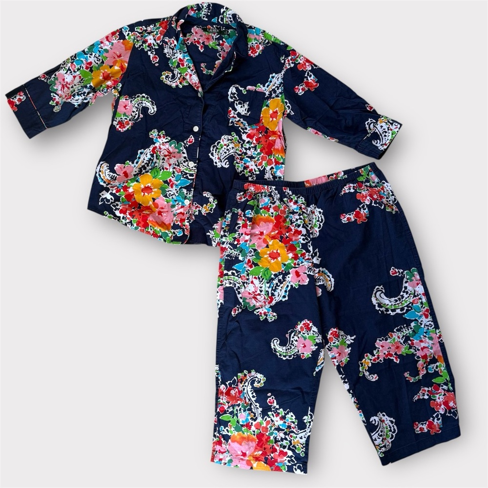 Lauren Ralph Lauren Navy Floral Paisley Pajama Set